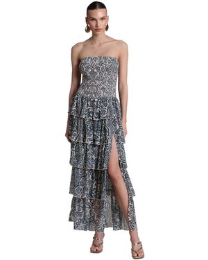 Avec Les Filles Printed Smocked-bodice Ruffle-tiered Maxi Dress - White