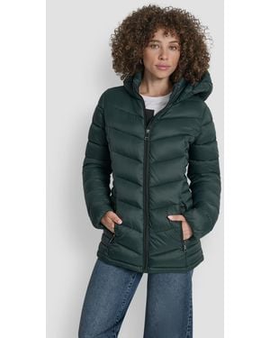 DKNY Chevron-quilted Full-zip Puffer Jacket - Green