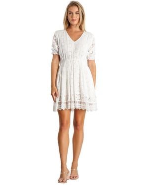 La Moda Clothing Sleevless V-neck Dress - White