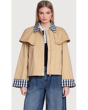 Avec Les Filles Short Trench Cape Collared Jacket - Blue