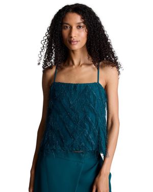 Kenneth Cole Textured Chevron Crop Camisole - Blue