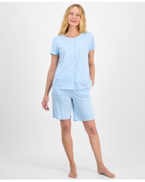Charter Club 2-pc. Cotton Bermuda Short Pajamas Set - Blue