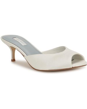 Nine West Luvlie Bridal Satin Peep Toe Kitten Heel Pumps - White