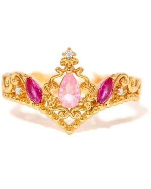 Girls Crew Disney Princess Sleeping Beauty Aurora Crystal Plated Rings - Pink