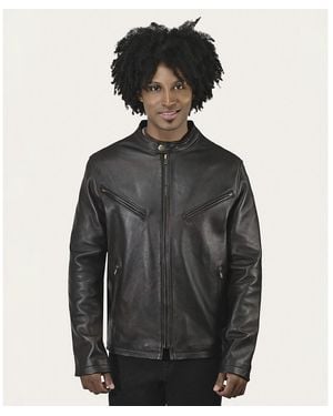 Frye Modern Cafe Racer Leather Jacket - Black