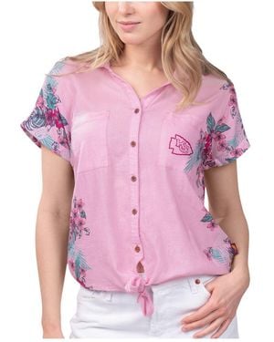 Margaritaville Kansas City Chiefs Stadium Tie-front Button-up Shirt - Pink