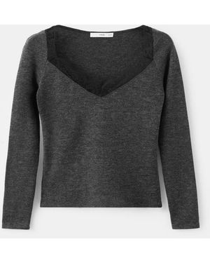 Mango Lace-trimmed Scoop-neck Top - Black