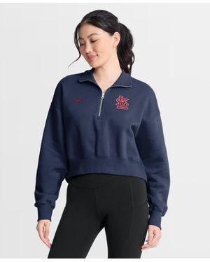 Nike St. Louis Cardinals Primetime Phoenix Oversized Fleece Half-zip Sweatshirt - Blue