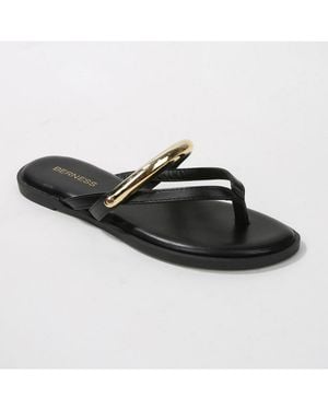 BERNESS Kara Metal Ring Thong Sandals - Black