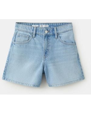 Mango Straight-fit Denim Shorts - Blue