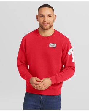 Darius Rucker Collection By Fanatics Philadelphia Phillies Washed Crew Neck Pullover Sweatshirt - Red