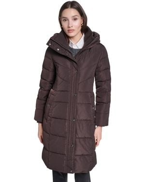 Cole Haan Quilted Down Puffer Coat - Brown