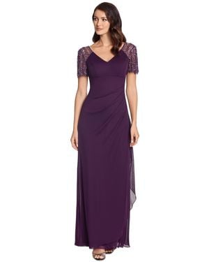 Xscape Petite Embellished Chiffon Gown - Purple
