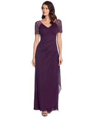Xscape Petite Embellished Chiffon Gown - Purple