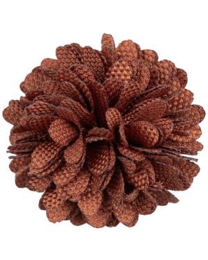 Con.struct Checkerboard Laser-cut Petal Snap-pin Closure Flower Lapel Pin - Brown