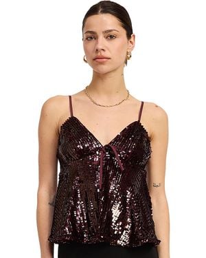 En Saison Sasha Sequin Tie-front Camisole - Black