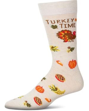 Memoi Turkey Time Novelty Reinforced Heel And Toe Crew Socks - Pink