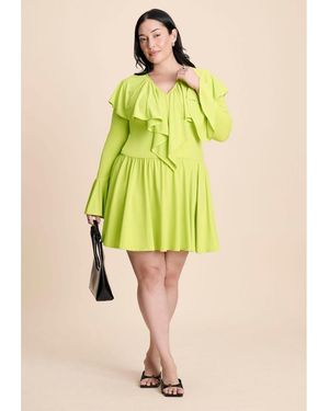Eloquii Flounce Mini Dress - Yellow