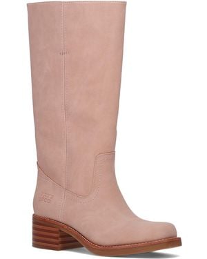 FRYE and CO Miranda Leather Stacked Heel Boots - Brown