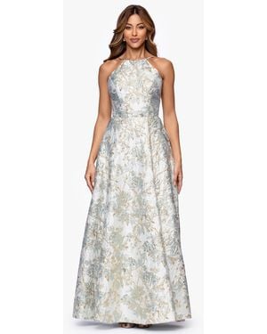 Xscape Petite Long Brocade Halter Neck Ball Gown - White