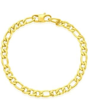 Metallo Stainless Steel 7mm Figaro Chain Bracelet - Metallic