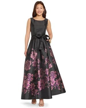 Tahari Floral Sleeveless Gown - Purple