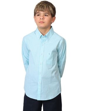 Tailorbyrd Big Boys Signature Gingham Long Sleeve Shirt - Blue