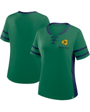 Fanatics Green/navy Notre Dame Fighting Irish Be Fearless Athena Lace-up T-shirt