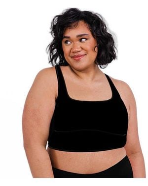 Calypsa Plus Size Longline Swim Bra - Black