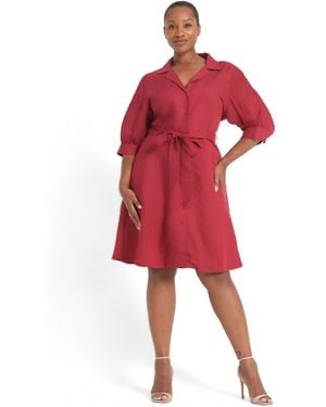 Estelle Maribel Belted Collared Mini Shirt Dress