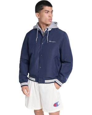 Champion Hooded Varsity Jacket - Blue