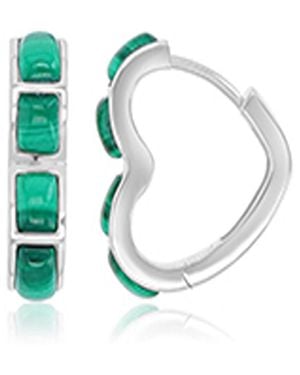 Macy's Malachite Heart huggie Earrings - White