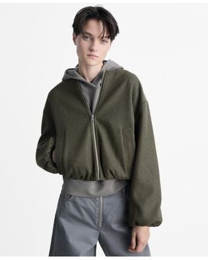 Mango Gathered Bomber Jacket - Gray