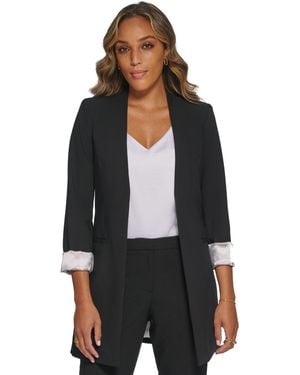 Calvin Klein Petite Open-front 3/4-sleeve Blazer - Black