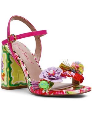 Betsey Johnson Masen Floral Block Heel Dress Sandals - Pink