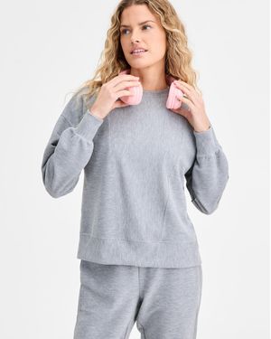 ID Ideology Ribbed Knit Crewneck Sweatshirt - Gray