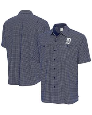 Antigua Detroit Tigers Mosaic Button-up Shirt - Blue