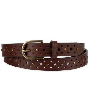 Levi's Fully Adjustable Perforated And Studded Leather Jean Belt - Brown