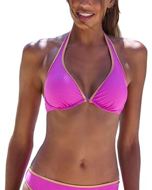 Lascana Metallic Trim Halter Bikini Swimsuit Top Bra Sizing - Purple