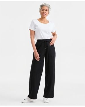Style & Co. Waffle-knit Wide-leg Pull-on Pants - White