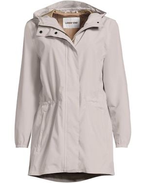 Lands' End Waterproof Hooded Packable Raincoat - Gray