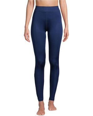 Lands' End Petite Silk Interlock Long Underwear leggings Pants - Blue