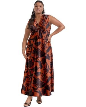 June + Vie June + Vie Plus Size Empire Waist Midi Dress - Red