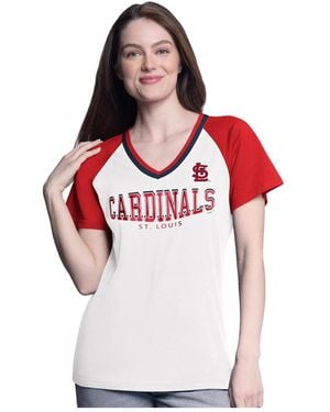 G-III 4Her by Carl Banks White/red St. Louis Cardinals Ball Park Raglan V-neck T-shirt