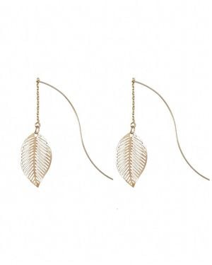 Bearfruit Jewelry Statement Leaf Drop Earrings - Metallic
