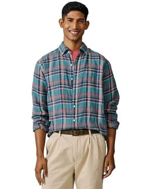 aubi Croyland Madras Button-down Linen Shirt - Blue