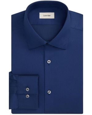 Calvin Klein Performance Wrinkle Free Slim-fit Spread-collar Dress Shirt - Blue
