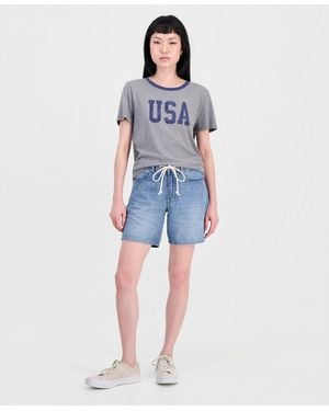 Lucky Brand Tie-waist Cotton Denim Shorts - Blue