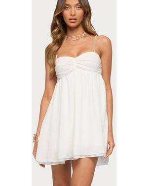 Edikted Ariellah Chiffon Babydoll Mini Dress - White