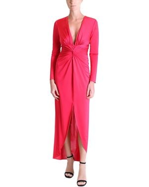 Julia Jordan Plunge V-neck Draped Maxi Dress - Red